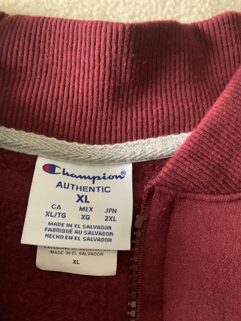 Champion Men's Maroon and Black Zip-Up Sweater Jacket - Picture 4 of 4